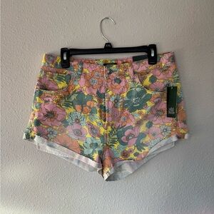 Wild Fable Floral Jean Shorts - Pink and Green